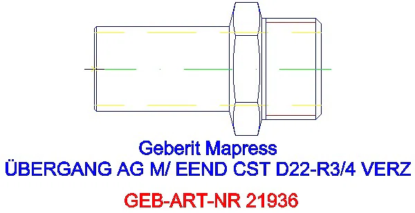 GE Mapress C-Stahl Übergang mit AG und Einschubende d22-R3/4 verzinkt_21936_G