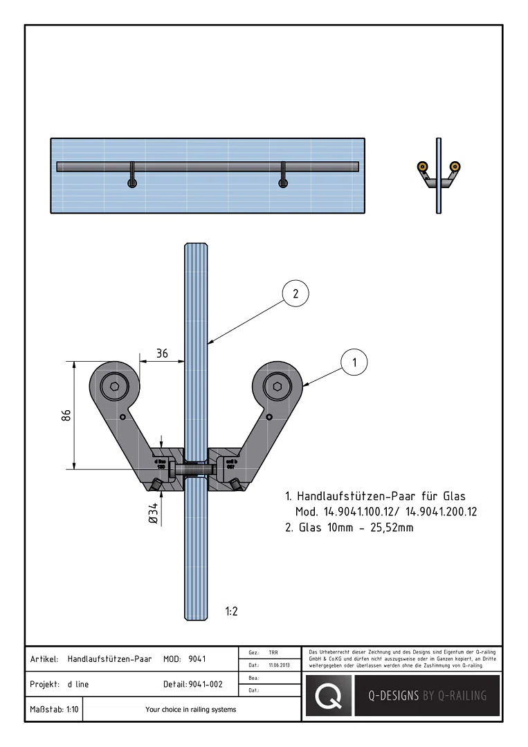9041-002_d line_Handrail_Bracket_Glass_mount_DE