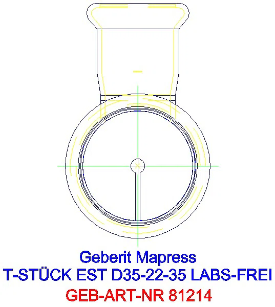 GE Mapress Edelstahl T-Stück reduziert (LABS-frei) d35-22-35_81214_L