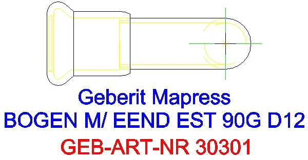 GE Mapress Edelstahl Bogen 90Gr d12 mit Einschubende_30301_G