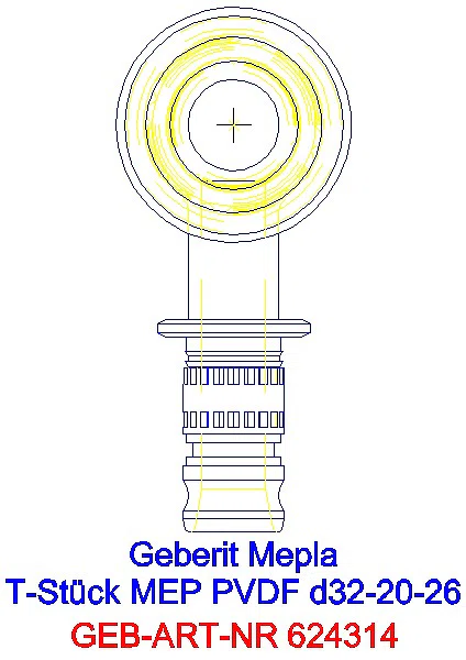 GE Mepla T-Stück reduziert PVDF d32-20-26_624.314.00.5_L
