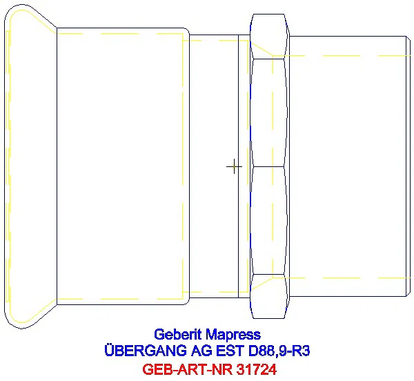 GE Mapress Edelstahl Übergang mit AG d88,9-R3_31724_G