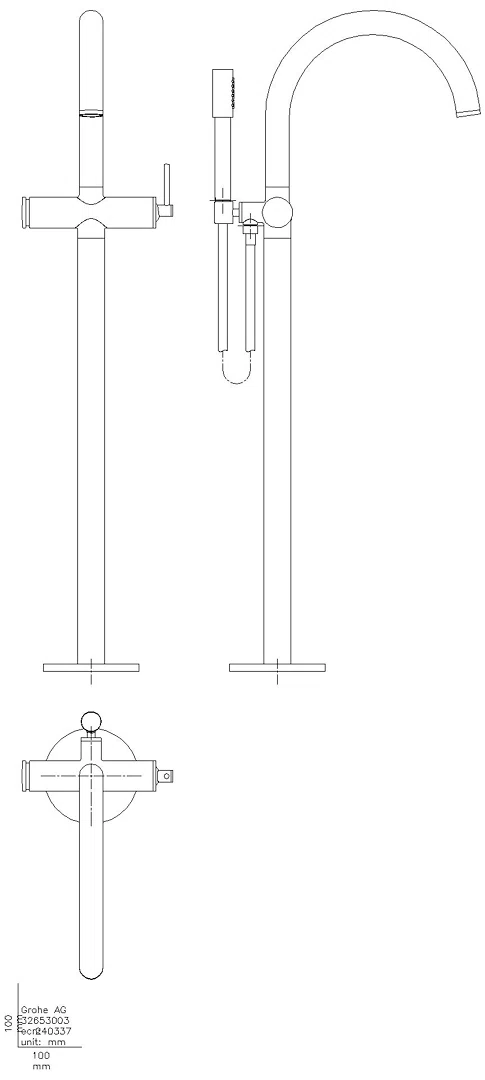 GROHE EH-Wannenbatterie Atrio 24368 FMS Bodenmontage cool sunrise