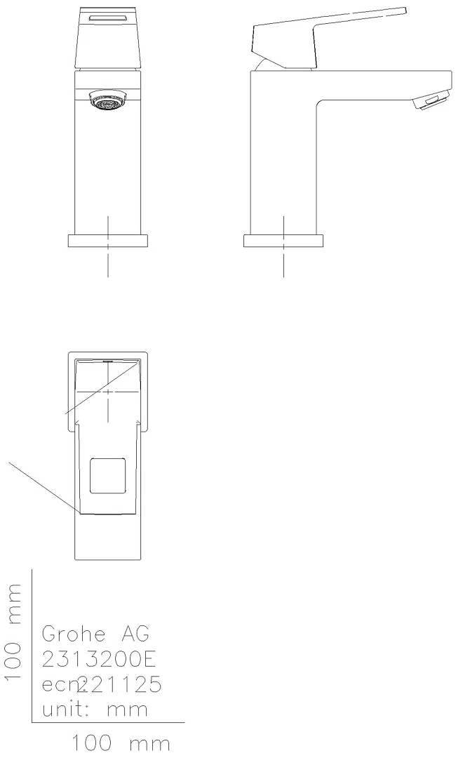 GROHE EH-WT-Batterie Eurocube 23132 glatter Körper chrom