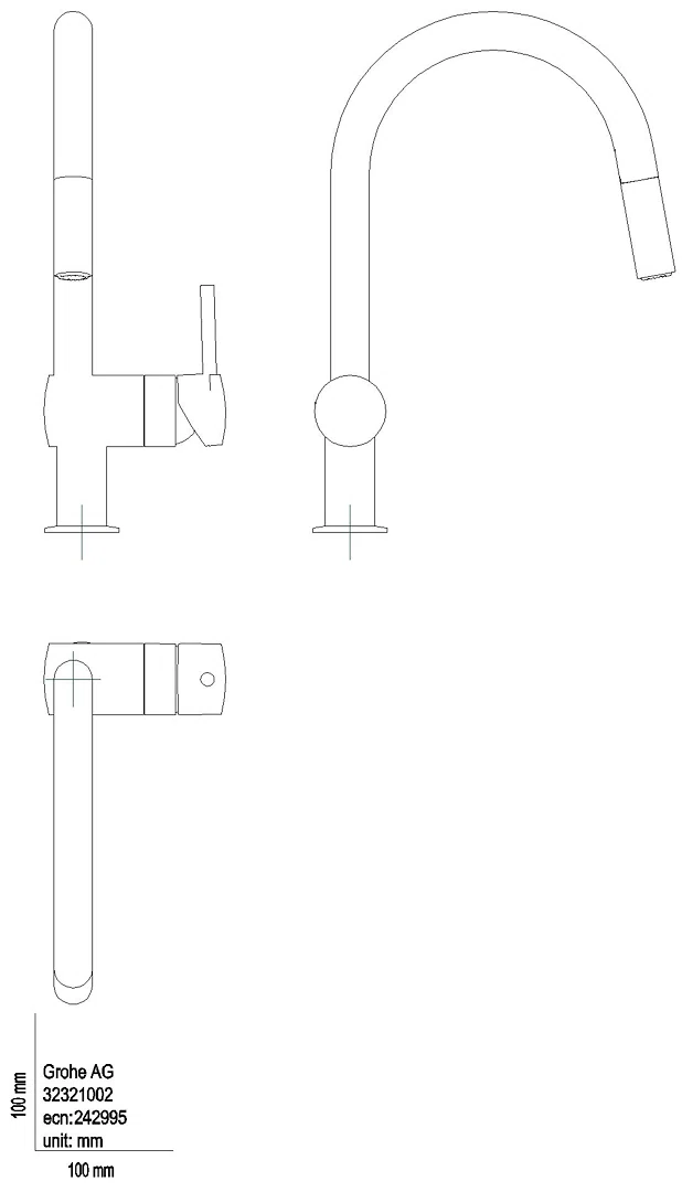 GROHE EH-Spültischbatterie Minta 32321_2 C-Auslauf Spülbrause supersteel