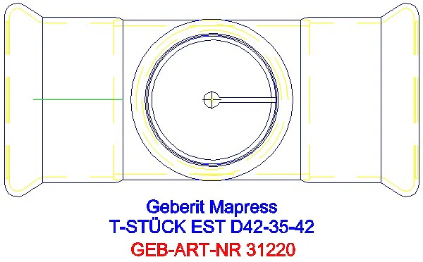 GE Mapress Edelstahl T-Stück reduziert d42-35-42_31220_G
