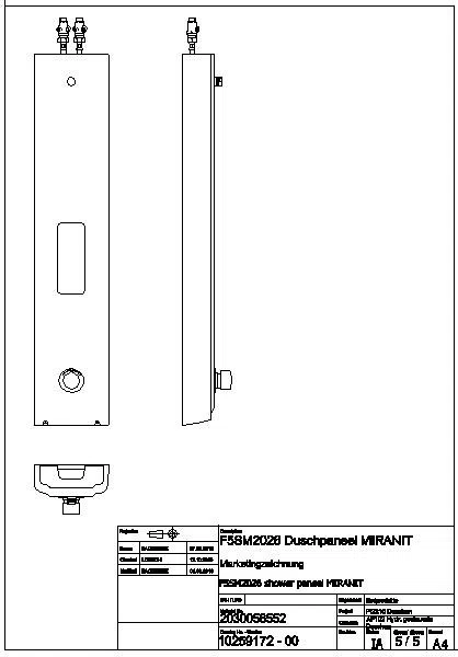 Duschpaneel, F5, hydr., MIRANIT, Mischer, f. Duschkopf, Ablage, F5SM2026