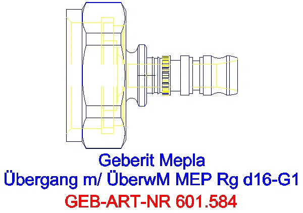 GE Mepla Übergang mit Überwurfmutter Rg d16-G1_601.584.00.5_A