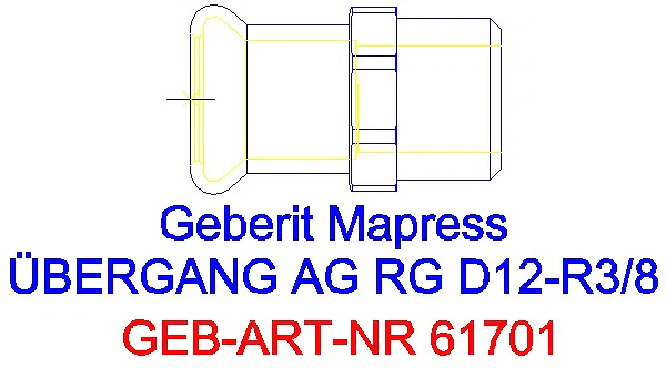 GE Mapress Kupfer Übergang mit AG Rg d12-R3/8_61701_A