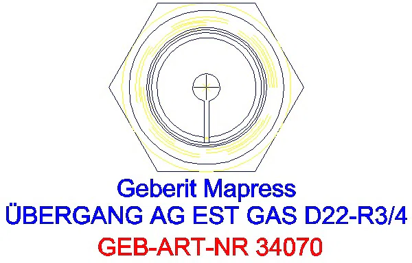 GE Mapress Edelstahl Übergang mit AG (Gas) d22-R3/4_34070_L