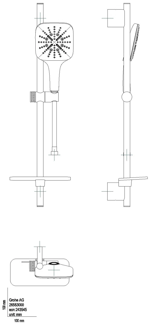 GROHE Brausestangenset Rainshower 130 SmartActive Cube 26583 600mm Abl. chrom