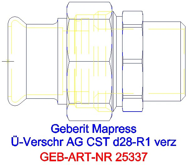 GE Mapress C-Stahl Übergangs- verschraubung mit AG d28-R1 verzinkt_25337_A