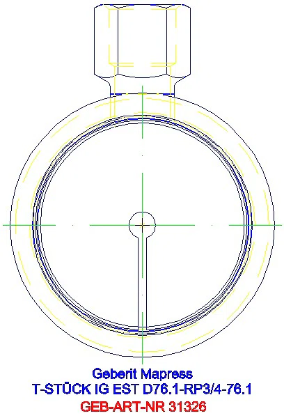 GE Mapress Edelstahl T-Stück mit IG d76,1-Rp3/4-76,1_31326_L
