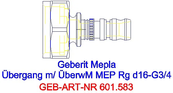 GE Mepla Übergang mit Überwurfmutter Rg d16-G3/4_601.583.00.5_G