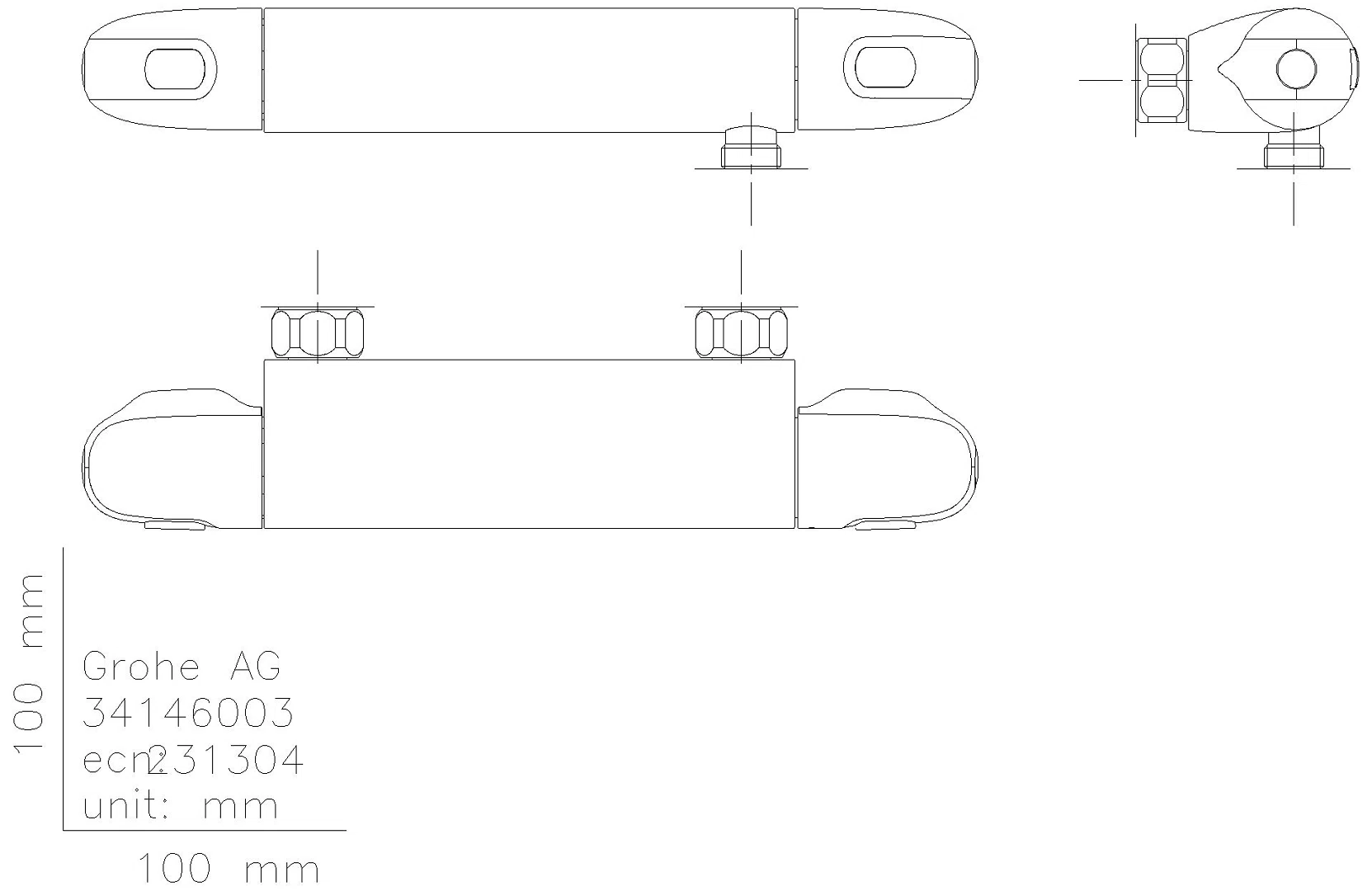 GROHE THM-Brausebatterie Grohtherm 1000 34817_3 ohne Anschlüsse chrom