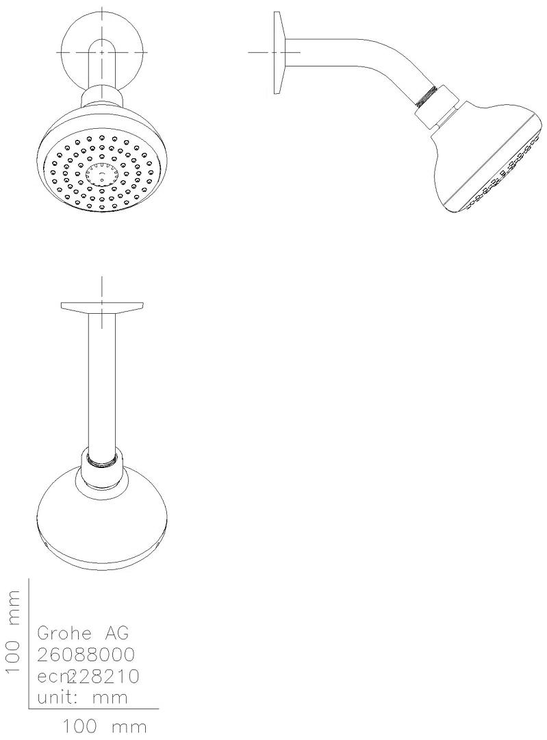 GROHE Kopfbrauseset Tempesta 100 26088_1 3 Strahlarten mit Brausearm chrom