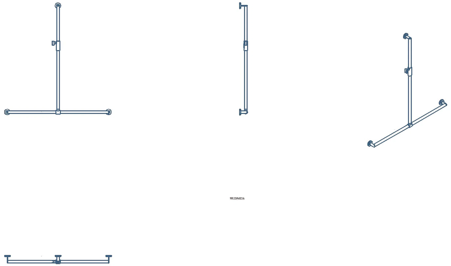 HEWI DUHA, d:32, A1:1250. W1:1184, PVD, Br.H.mag. messing glzd