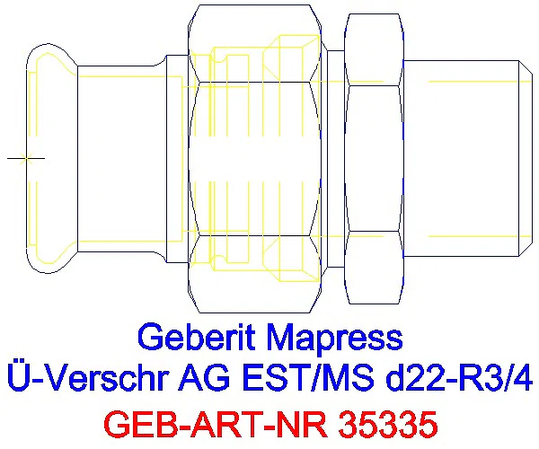 GE Mapress Edelstahl Übergangsverschr. mit AG d22-R3/4_35335_A
