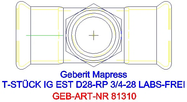 GE Mapress Edelstahl T-Stück mit IG (LABS-frei) d28-Rp3/4-28_81310_G