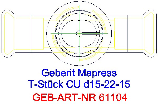 GE Mapress Kupfer T-Stück reduziert d15-22-15_61104_G