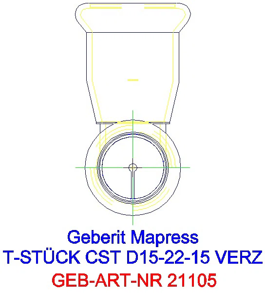 GE Mapress C-Stahl T-Stück reduziert d18-22-18 verzinkt_21105_L