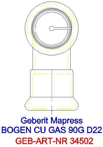 GE Mapress Kupfer Bogen 90Gr (Gas) d22_34502_L