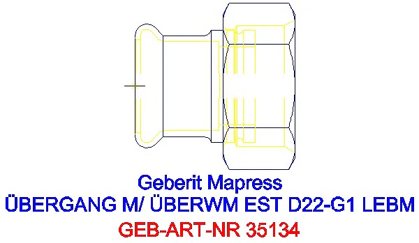 GE Mapress Edelstahl Übergang mit mit Überwurfmutter ESt d22-G1_35134_A