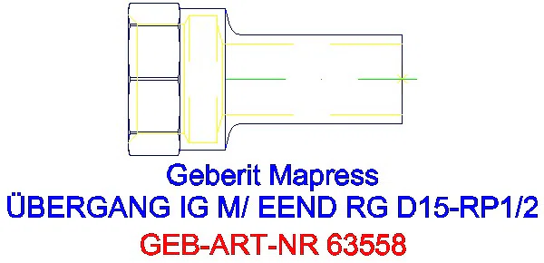 GE Mapress Kupfer Übergang mit IG und Einschubende Rg d15-Rp1/2_63558_A
