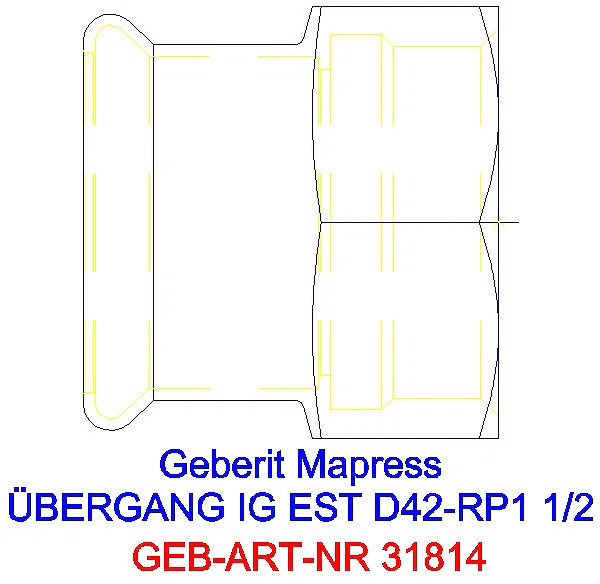 GE Mapress Edelstahl Übergang mit IG d42-Rp1 1/2_31814_A