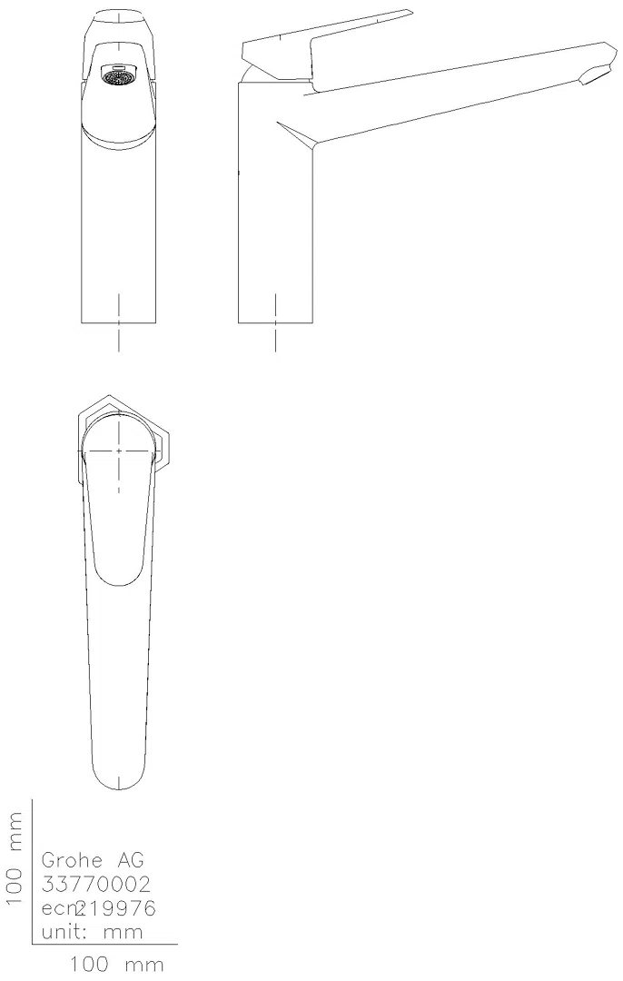 GROHE EH-SPT-Batterie Eurodisc C 33770_2 flacher Auslauf Gussauslauf chrom