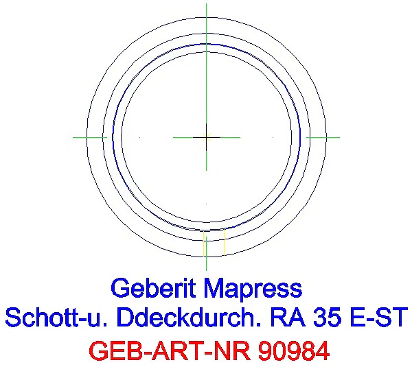 GE Mapress Edelstahl Schott- und Deckendurchführung mit Einschubende d35_90984_L