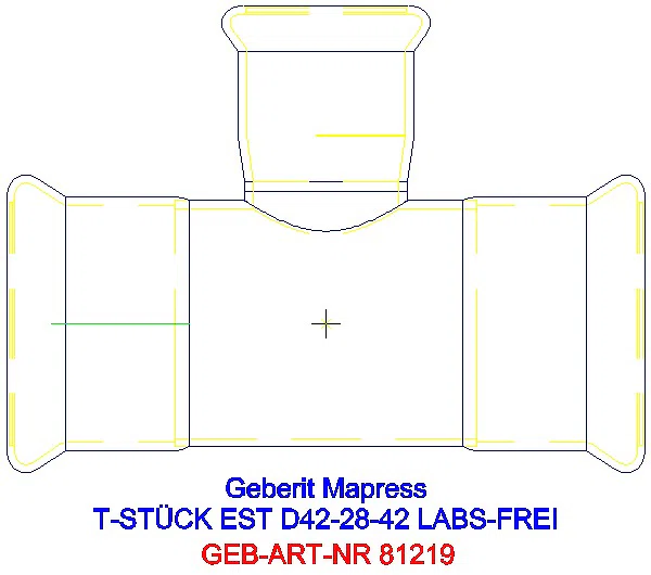 GE Mapress Edelstahl T-Stück reduziert (LABS-frei) d42-28-42_81219_A