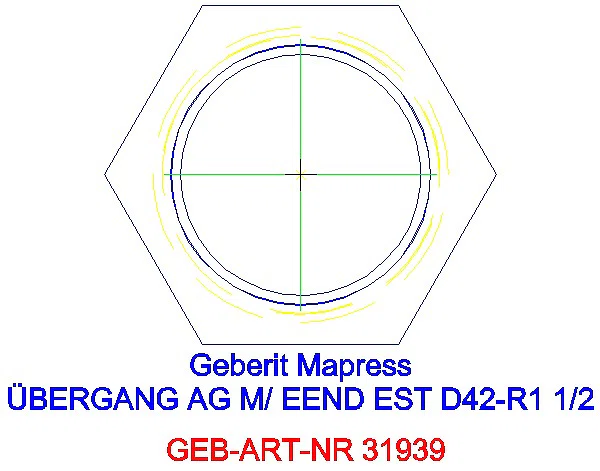 GE Mapress Edelstahl Übergang mit AG und Einschubende d42-R1 1/2_31939_L