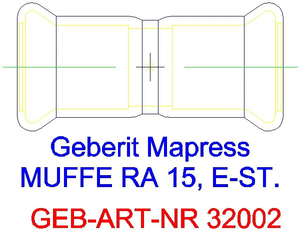 GE Mapress Edelstahl Muffe d15_32002_A