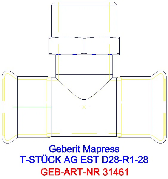 GE Mapress Edelstahl T-Stück mit AG d28-R1-28_31461_A
