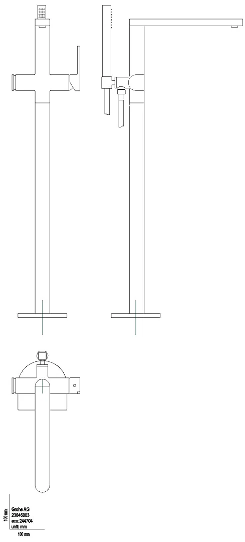 GROHE EH-Wannenbatterie Plus 23846_3 FMS für Bodenmontage chrom
