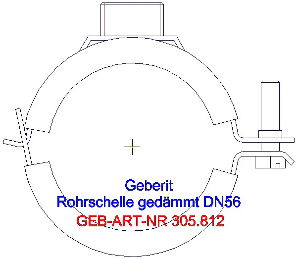 GE Silent-db20 Rohrschelle gedämmt mit Gewindemuffe M10 / G1/2 d56_305.812.26.1_A