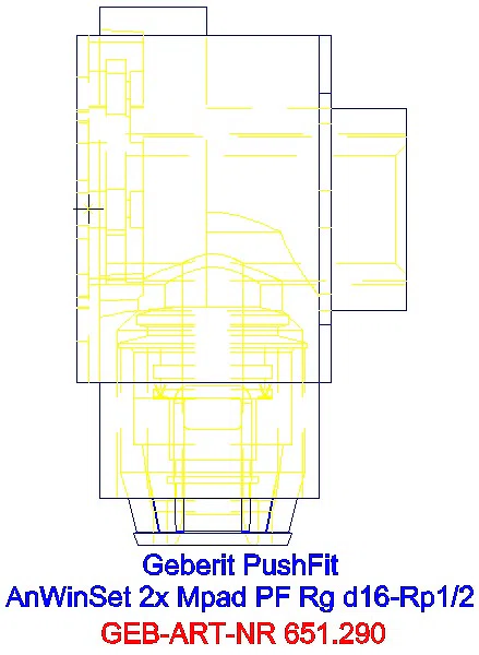 GE PushFit Anschlusswinkel 90Gr vormont. zweifach Rg d20-Rp1/2 schallgedämmt_651.290.00.1_L