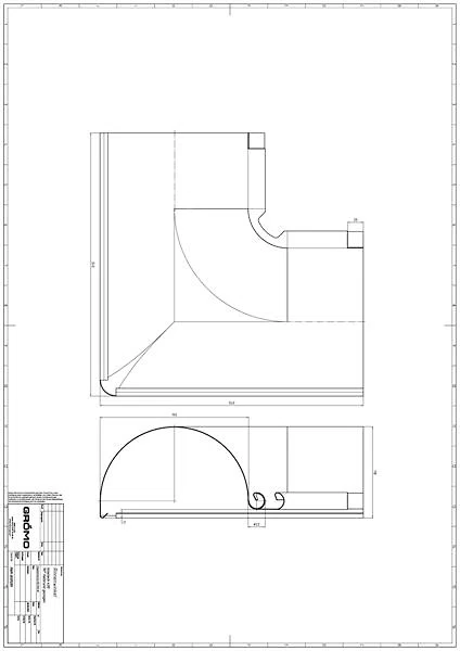 Kupfer Rinnenwinkel halbrund gezogen Inneneck 400 mit Einsteckschlitz, #Art.Nr. 60309