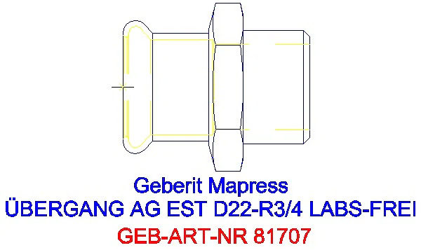 GE Mapress Edelstahl Übergang mit AG (LABS-frei) d22-R3/4_81707_G