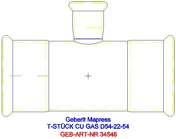 GE Mapress Kupfer T-Stück reduziert (Gas) d54-22-54_34548_A