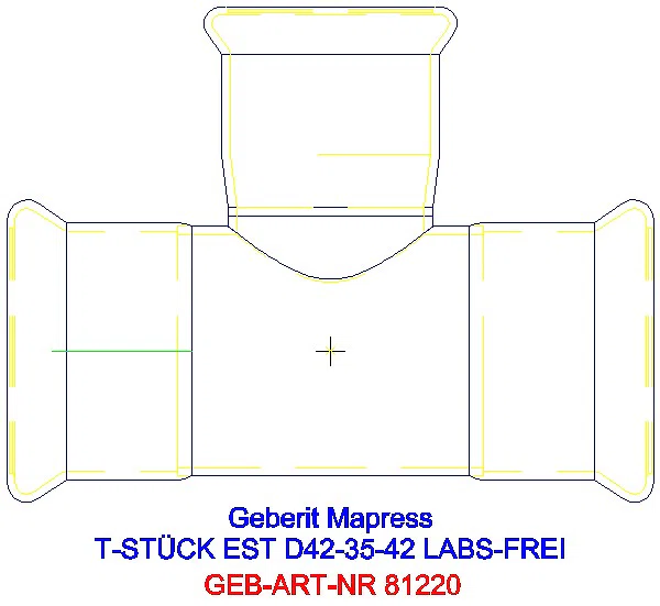 GE Mapress Edelstahl T-Stück reduziert (LABS-frei) d42-35-42_81220_A