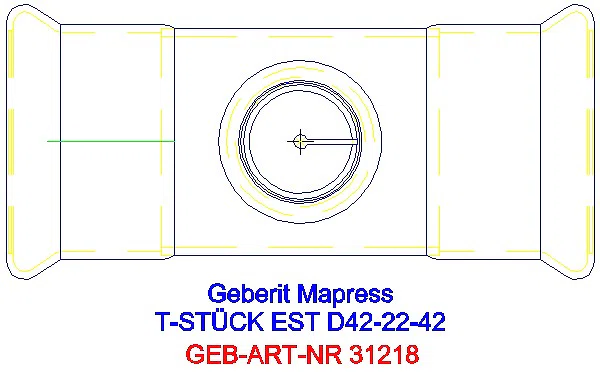 GE Mapress Edelstahl T-Stück reduziert d42-22-42_31218_G