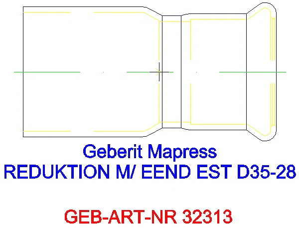 GE Mapress Edelstahl Reduktion mit Einschubende d35-28_32313_L