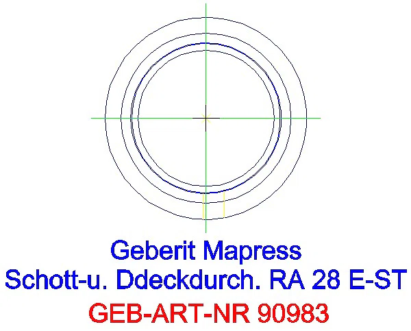 GE Mapress Edelstahl Schott- und Deckendurchführung mit Einschubende d28_90983_L