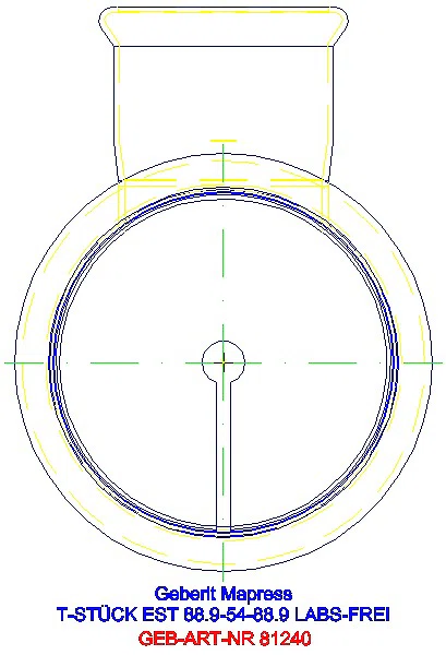 GE Mapress Edelstahl T-Stück reduziert (LABS-frei) d88,9-54-88,9_81240_L