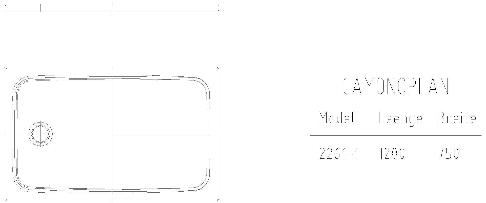 KALDEWEI CAYONOPLAN Duschfläche, 750x1200x32 mm, Modell-Nr: 2261-1