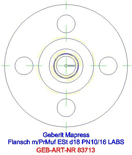 GE Mapress Edelstahl Flansch PN 10/16 mit Pressmuffe (LABS-frei), d18_83713_L
