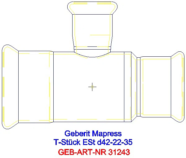 GE Mapress Edelstahl T-Stück reduziert d42-22-35_31243_A