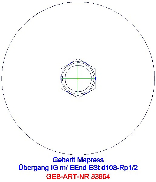 GE Mapress Edelstahl Übergang mit IG und Einschubende d108-Rp1/2_33864_L